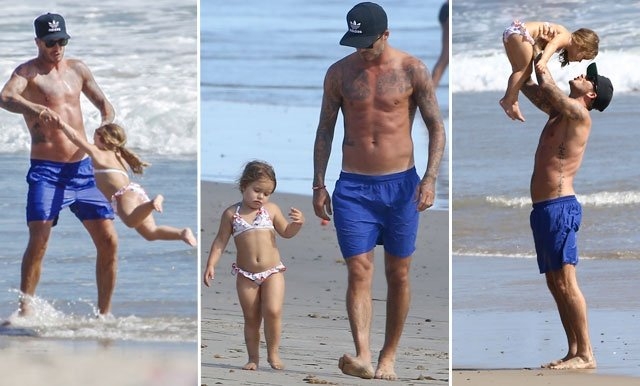 David Beckham y Harper disfrutan de la playa en Malibú