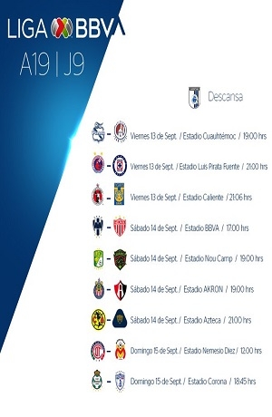 Liga MX: Conoce el resto de juegos de la J9 del Apertura 2019