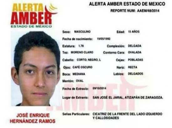 Aparece cadáver de joven desaparecido en Edomex