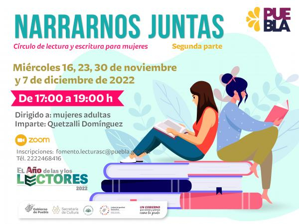 Cultura convoca a poblanas a participar en círculo de lectura virtual