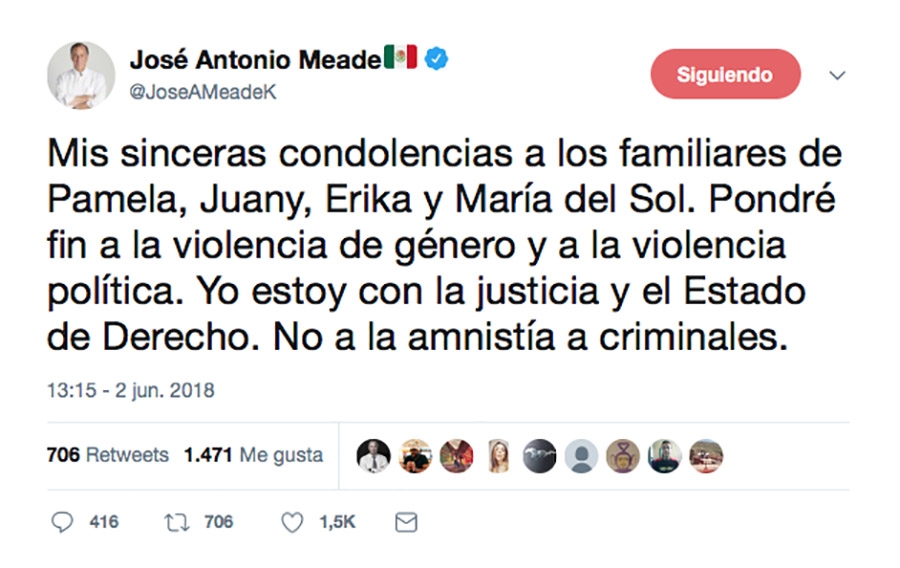 Meade lamenta la muerte de Juany Maldonado en Puebla