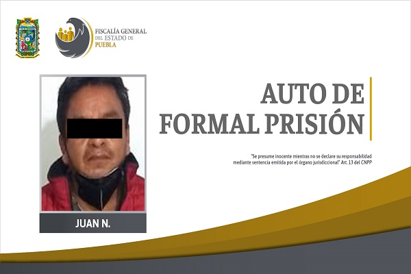 Formal prisión a implicado en homicidio de un hombre en Huehuetla