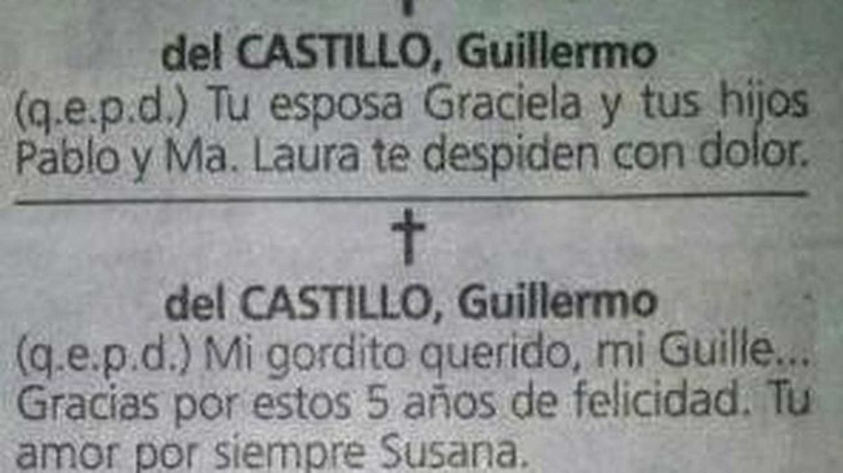 Murió su esposo, descubre que le era infiel en obituario