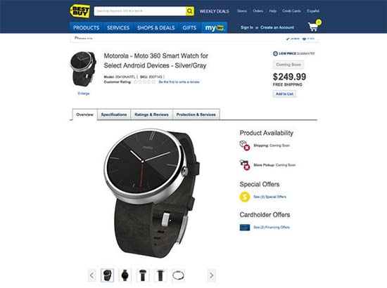 Best Buy revela detalles del Moto 360, y nos confirma su precio de 249 dólares