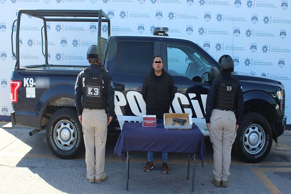 SSC Puebla detiene a sujeto con arma de fuego