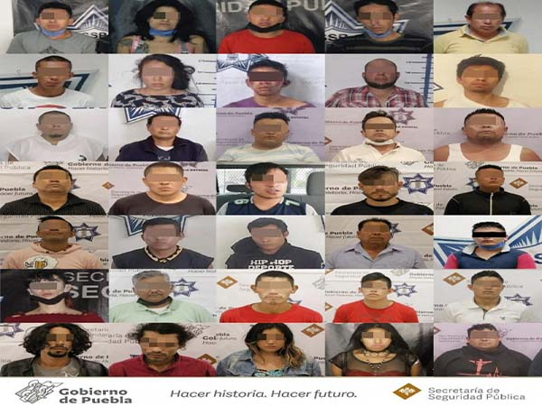 SSP Puebla capturó a mil 608 criminales de 88 bandas en cuatro meses