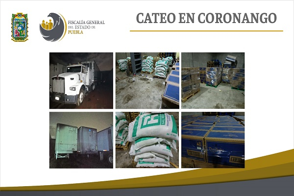 Mercancía robada y tractocamión son ubicados en cateo a predio en Coronango