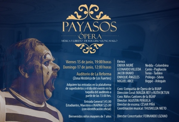 La Filarmónica 5 de Mayo presenta la ópera Payasos en el Auditorio de la Reforma