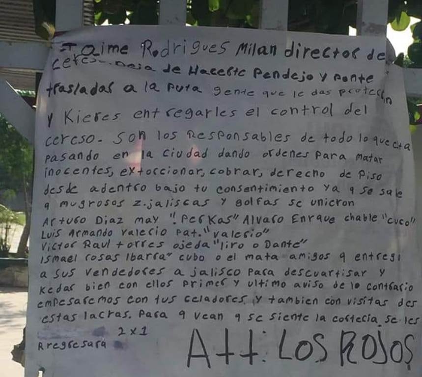 Aparece narcomanta en escuela habilitada como casilla en Cancún