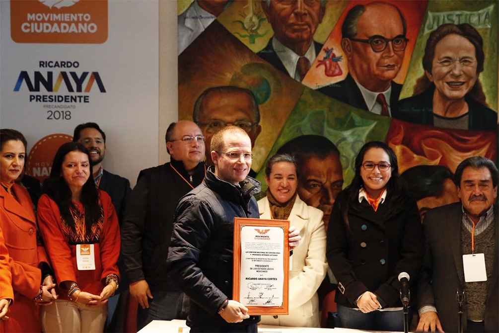 Anaya se registra como precandidato de Movimiento Ciudadano