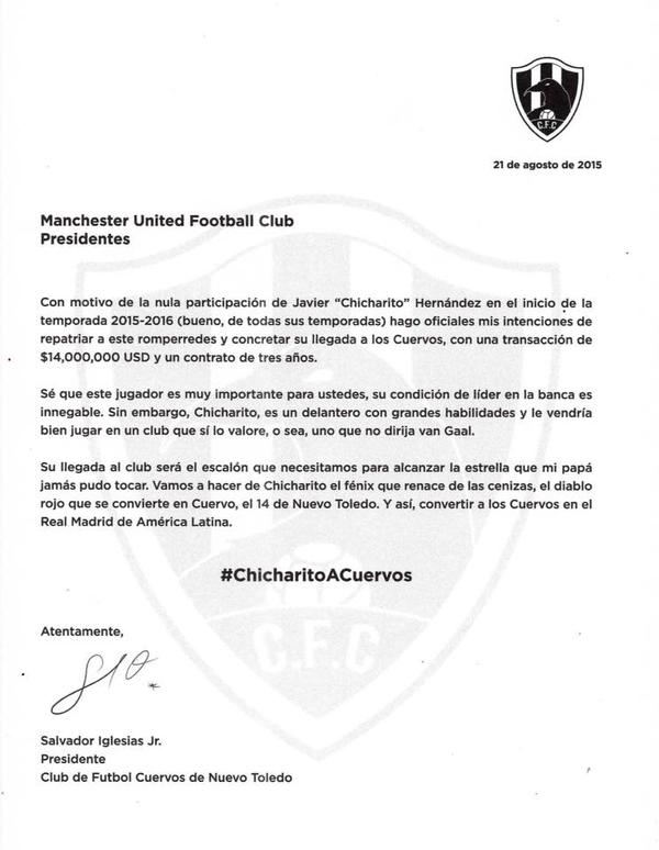 Cuervos quieren a Chicharito y “pagarían” 14 mdd