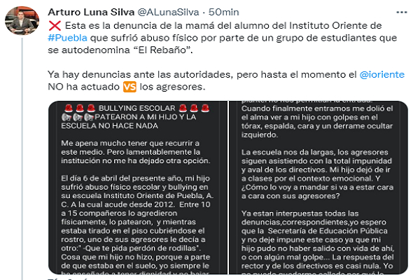 Madre narra cómo agredieron a su hijo al interior del Instituto Oriente