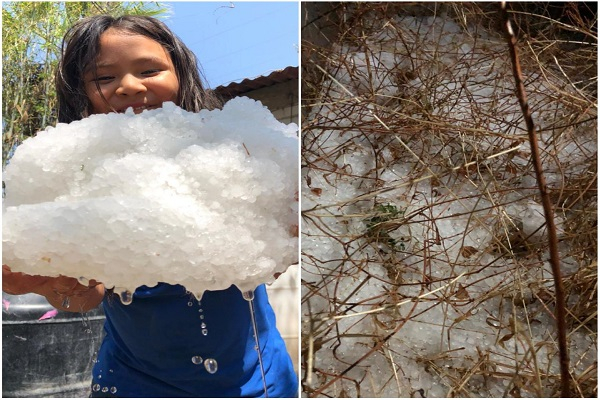 FOTOS: Graniza en la Mixteca Poblana en plena primavera