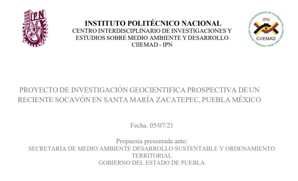 Sí hay relación oficial con el IPN por estudio de socavón: SMADSOT