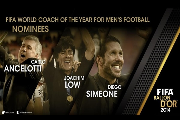 Ancelotti, Löw y Simeone, por el título de mejor DT del 2014
