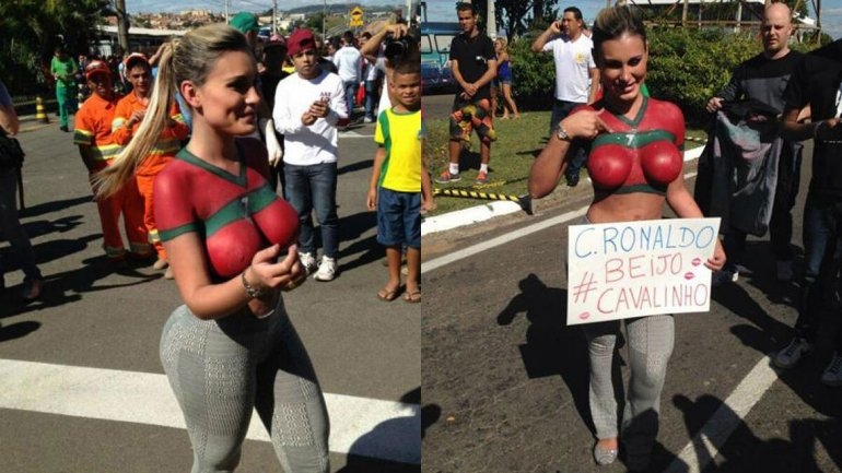 Andressa Urach recibió a Cristiano Ronaldo en body paint