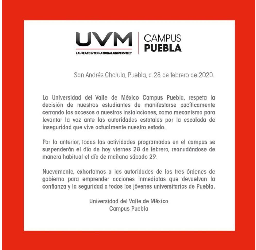 Estudiantes de la UVM se suman a paro
