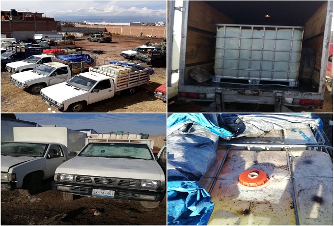 Ejército decomisó 74 mil litros de huachicol y 12 camionetas en Texmelucan