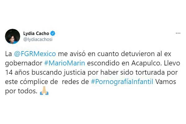 Lydia Cacho y Miguel Barbosa aplauden detención de Mario Marín