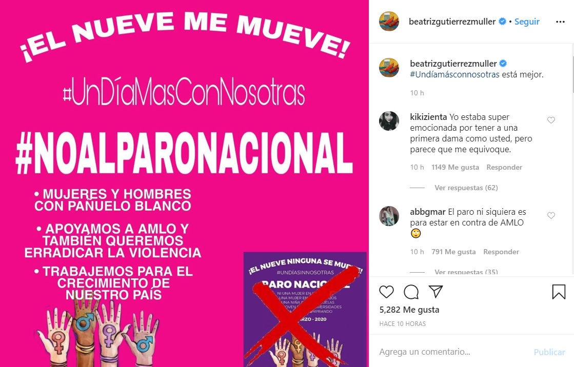 Esposa de AMLO tropieza con paro nacional de mujeres