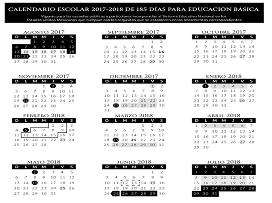 SEP: Este es el calendario escolar 2017-2018