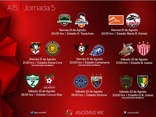 Horario de partidos de la Jornada 5 en el Ascenso MX