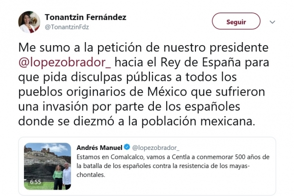 Diputada de Puebla también quiere disculpa del rey de España