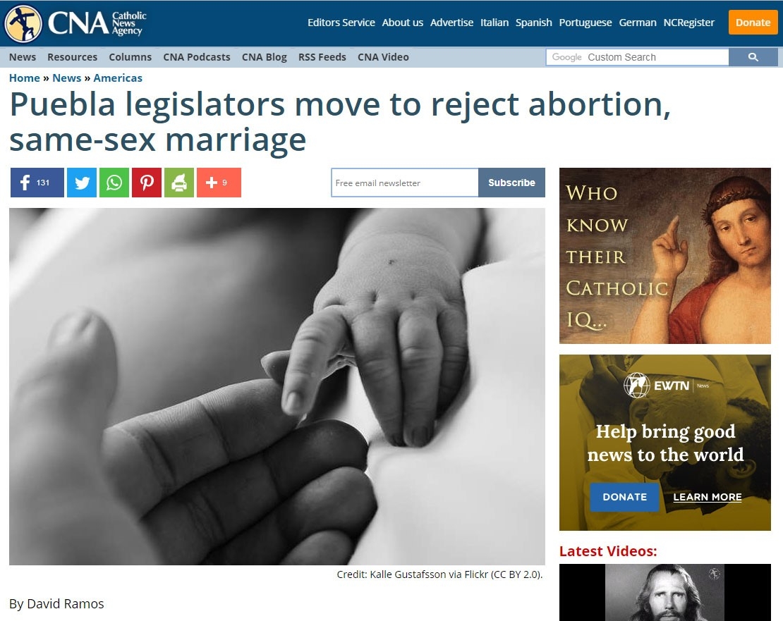Agencia católica destaca rechazo de diputados poblanos a despenalización del aborto