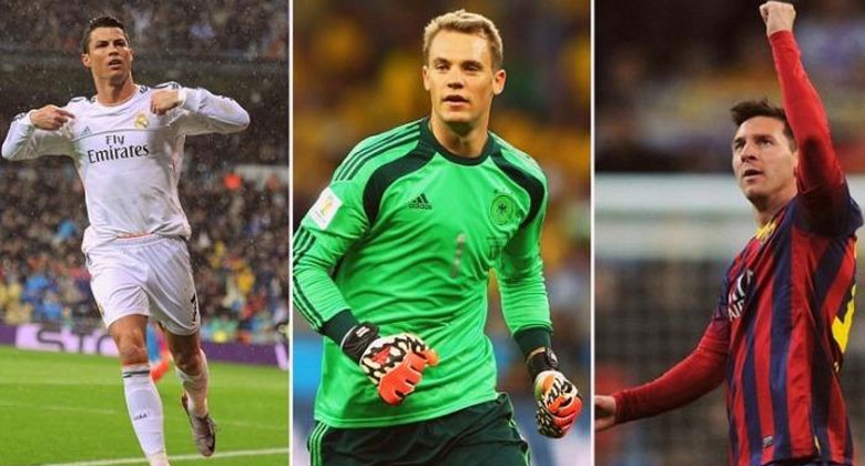 Cristiano Ronaldo, Messi y Neuer, los finalistas por el Balón de Oro 2014