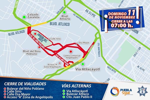 Cierres viales el domingo por la carrera “Beca a un niño indígena”
