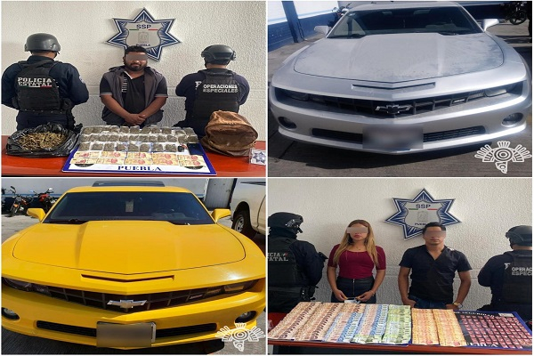Delincuentes abordo de vehículos Camaro son capturados en Tecamachalco
