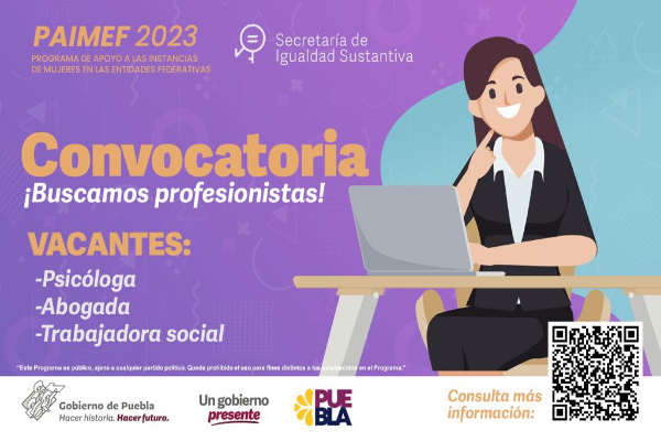 Ofertan 77 vacantes para profesionales en perspectiva de género en Puebla