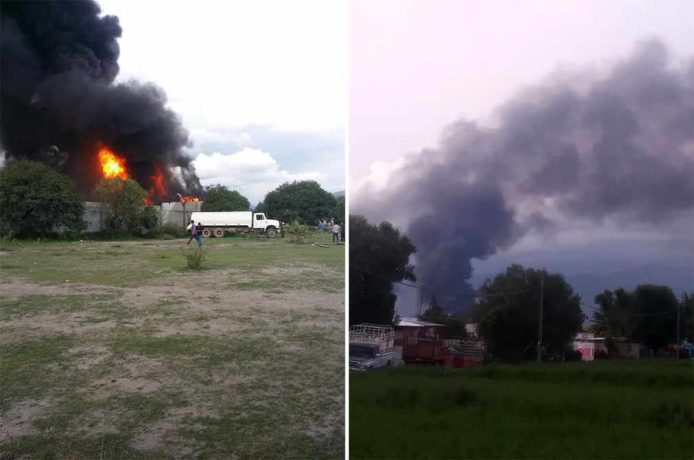 Explotan dos pipas con diésel robado en San Miguel Zozutla, Puebla