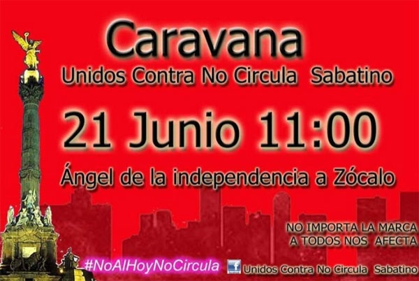 Convocan en redes a caravana en DF contra Hoy no circula