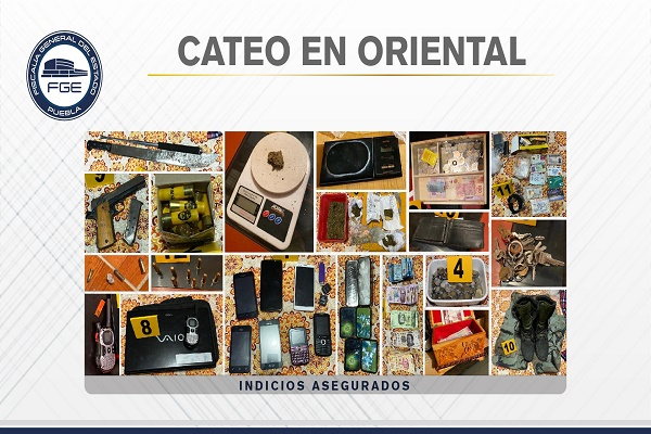 Fiscalía localiza drogas y armas tras cateos a inmuebles en Oriental