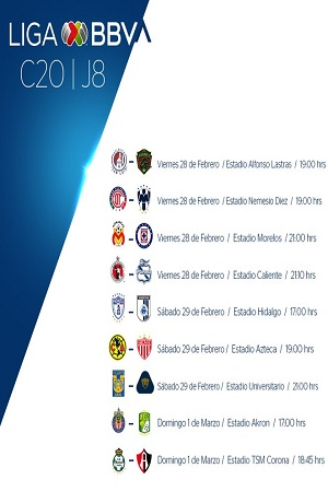 Liga MX: Conoce el calendario de juegos de la J8