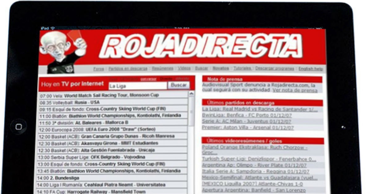 Prohiben a Rojadirecta.me hacer streaming de eventos deportivos