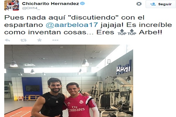 Chicharito ironiza sobre supuesta discusión con Arbeloa