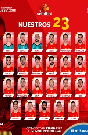 Rusia 2018: España dio a conocer a sus convocados para el Mundial