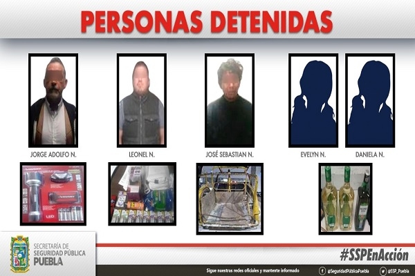 Cinco rateros fueron capturados en operativos por colonias de Puebla
