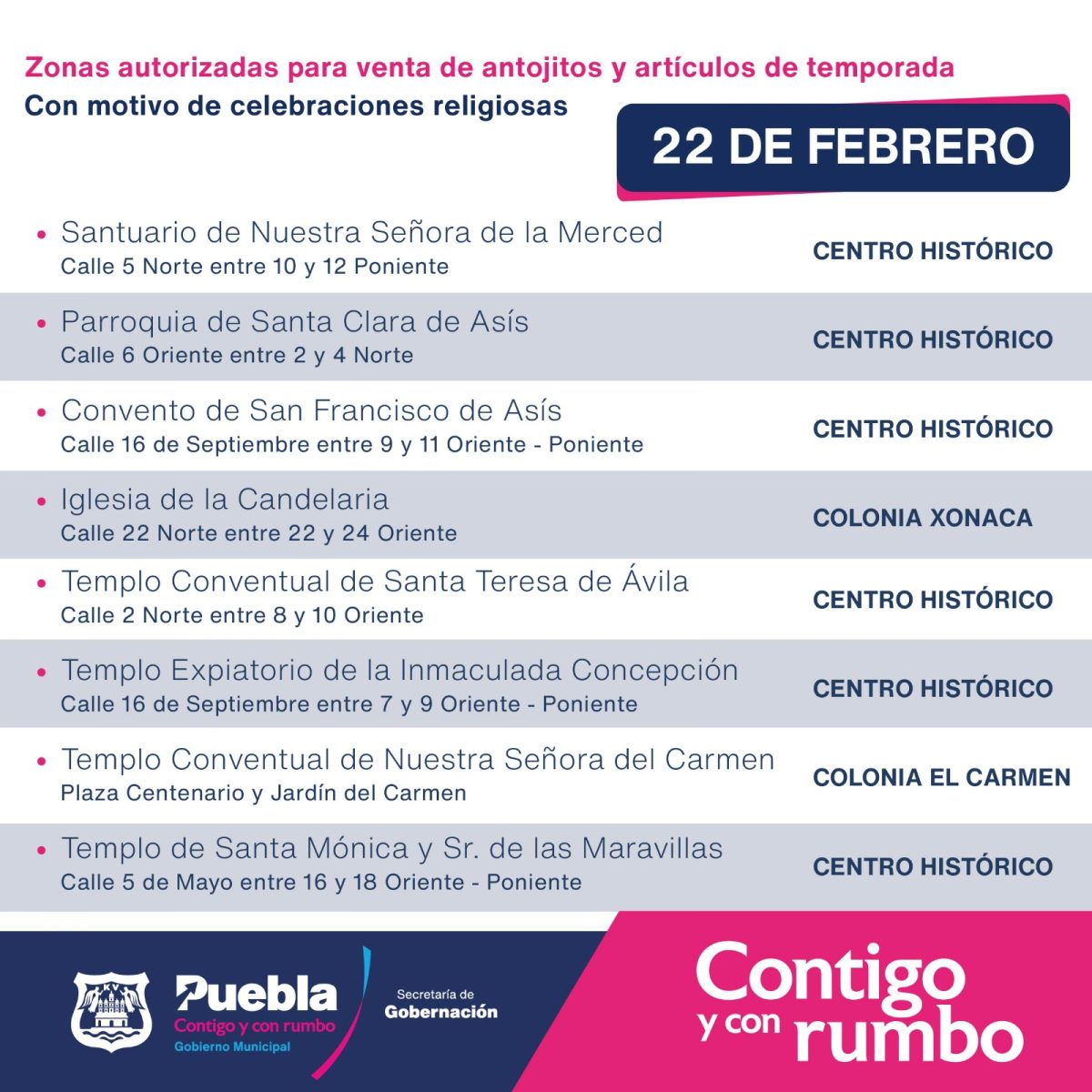 Autorizan instalación de comerciantes en ocho templos por miércoles de ceniza