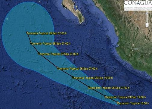 Se forma la depresión tropical 18-E en el Océano Pacífico
