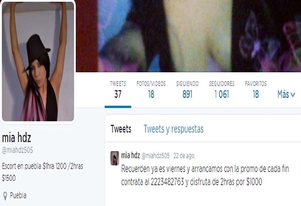 Redes sociales y el tráfico de escorts “independientes” en Puebla