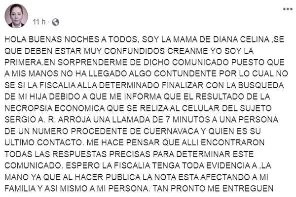 Madre de Diana Celina, inconforme con datos de la FGE sobre feminicidio