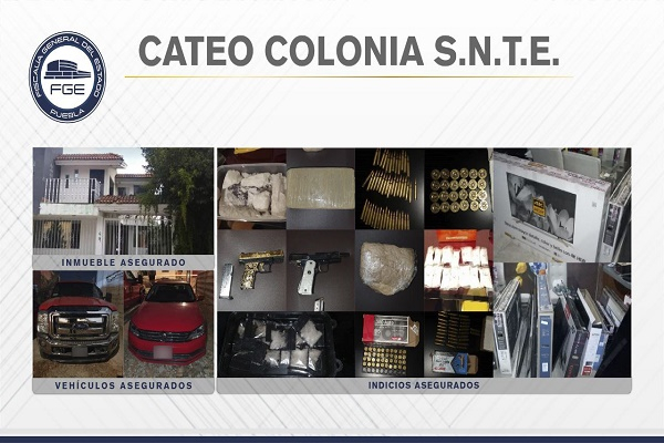 Hallan cocaína, armas de fuego y cartuchos útiles; hay dos detenidos en la colonia SNTE