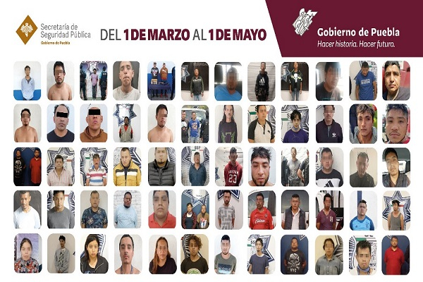 SSP Puebla reporta 351 asegurados por delitos de alto impacto en los últimos tres meses