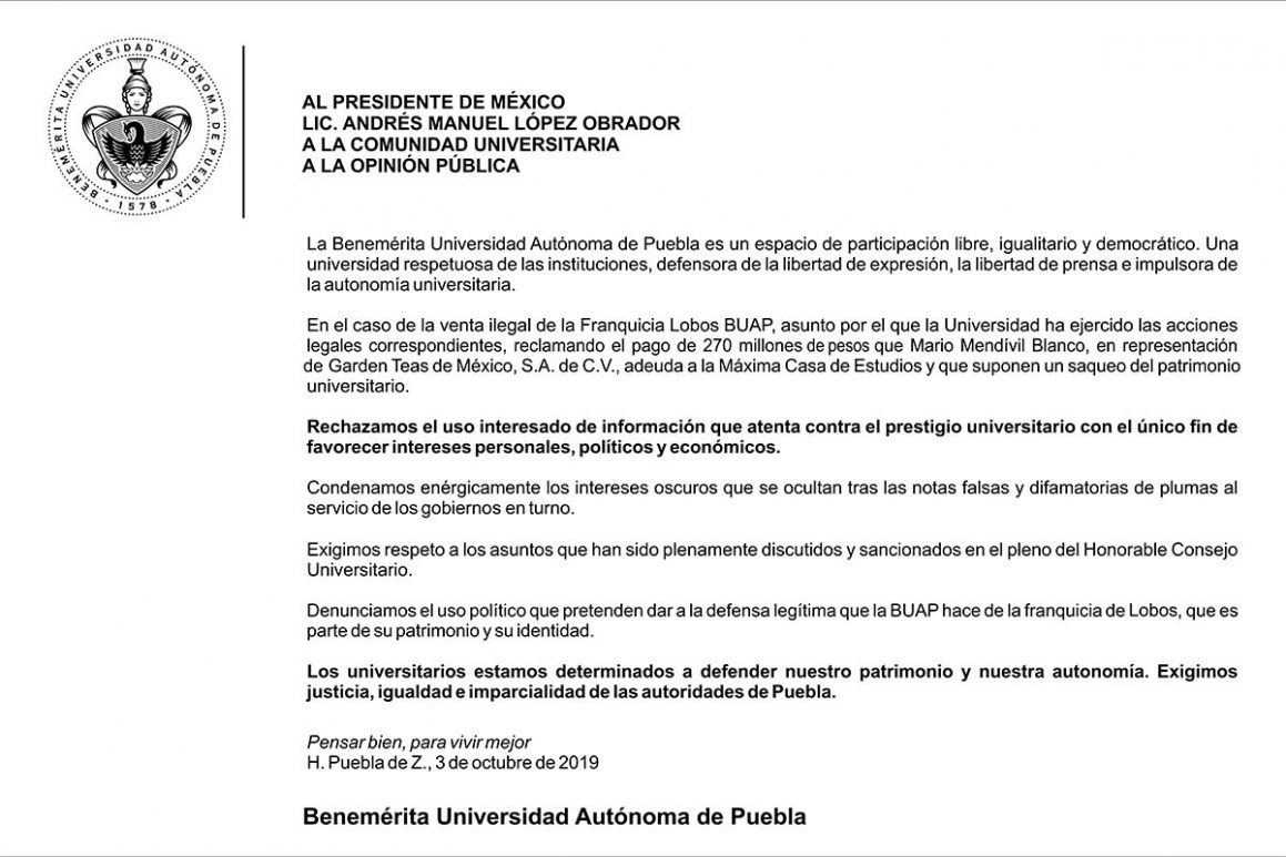 BUAP exige a AMLO justicia por venta ilegal de Lobos