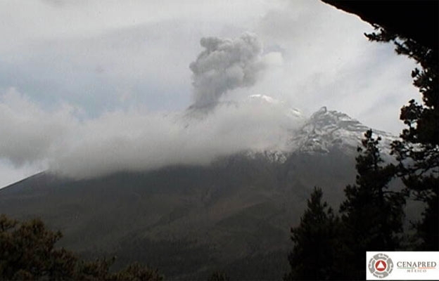 Popocatépetl registra 58 exhalaciones y 5 explosiones con ceniza