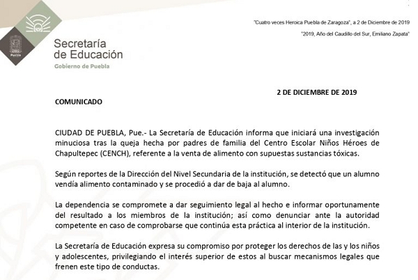 SEP expulsa a alumno acusado de vender brownies con marihuana en el CENHCH