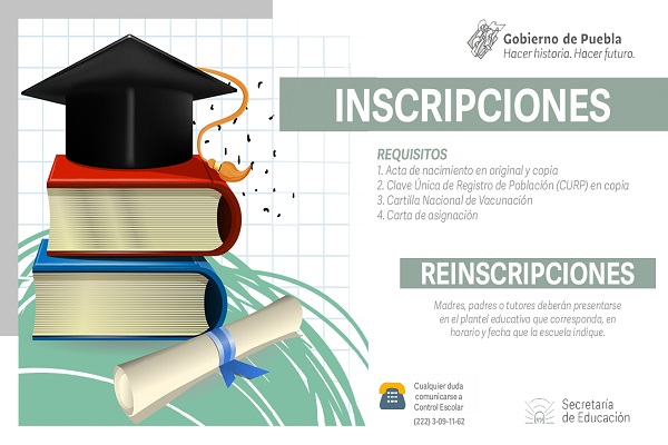 SEP: Inicia periodo de inscripciones y reinscripciones presenciales en Puebla